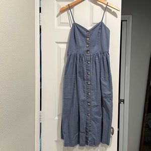 Pink blush midi button down dress